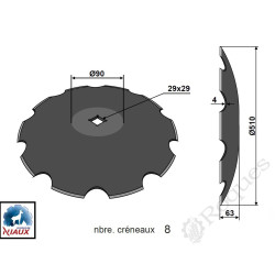 DISQUE CRENELE 510x4 TC28 KVERNELAND KK121205R 