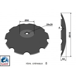 DISQUE CRENELE 510x4 TC28 TYPE KVERNELAND KK121205 / NIAUX