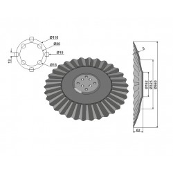 DISQUE ONDULE TYPE AGRISEM Ø560x5 , 8 TR. EA 110/80 / NIAUX