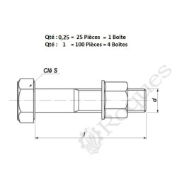 BOULON TH + ECROU NYLST. A EMB. 16x1.5X60 12.9 (prix / 100 pièces) 