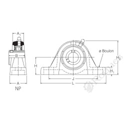 PALIER AUTOALIGNEUR A SEMELLE d.40 ( SERRAGE A VIS POINTEAU )