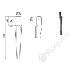 DENT DE HERSE ROTATIVE TYPE PEGORARO-FORT 00398101 / MUZZI