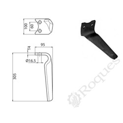 DENT DE HERSE ROTATIVE TYPE PEGORARO 007870 / EUROZAPPA