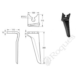 DENT DE HERSE ROTATIVE TYPE SUPERFAST BREVIGLIERI E0100129 / MUZZI