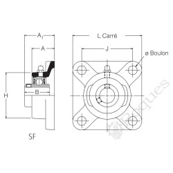 PALIER AUTOALIGNEUR APPLIQUE 4 TR. d.35 ( SERRAGE VIS POINTEAU )