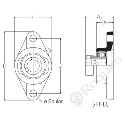 PALIER AUTOALIGNEUR APPLIQUE 2 TR. d.35 ( SERRAGE EXCENTRIQUE )