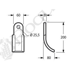 COUTEAU TYPE VIGOLO 931040001 60X8X200 Dpt 80 Tr. 25.5 / EUROZAPPA