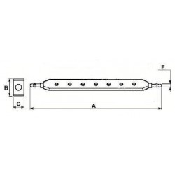 BARRE A TROU D.22 LG 670/810 EA770 , 63x25 , 7 TROUS, Cat. 1