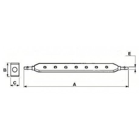 BARRE A TROU D.28 LG 780/920 EA890 75x30 , 7 TROUS