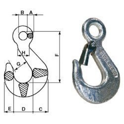 CROCHET DE LEVAGE AVEC LINGUET DE SECURITE ( 5400 KG )