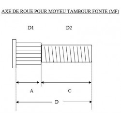 GOUJON ( axe ) DE ROUE M18x1.5 LG 54s/t ø20.6-lg16 CL. 10.9