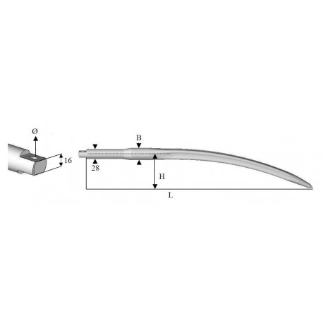 DENT DE FOURCHE - DOIDT 35X680 COURBE PERCEE - FRAISE Forges du Sdt