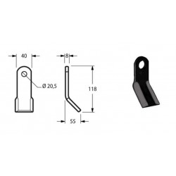 COUTEAU TYPE ZANON , AGRIMASTER 3000323 40x8 TR. 20.5 / EUROZAPPA