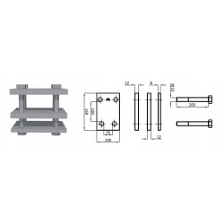 SUPPORT ( 1 PLAQUE 100x8 + 2 de 100x15 + 4 BOULONS ) BATI DE 100