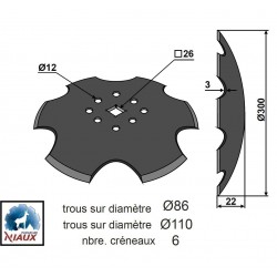 DISQUE CRENELE 300x3 TC26 8 TROUS TYPE CLEMENS