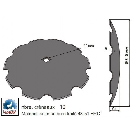 DISQUE CRENELE COVER-CROP 'NIAUX 200' 610X6 TC41