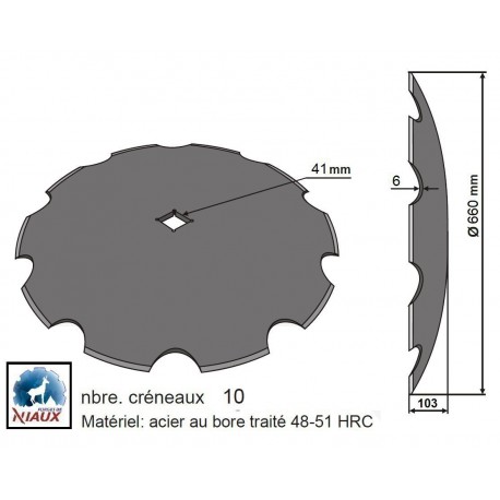 DISQUE CRENELE COVER-CROP 'NIAUX 200' 660X6 TC41