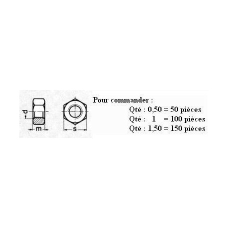 ECROU DIN934 CL6 (8) ZN M5x0,8 ( prix aux 100 pièces ) Boitage 500