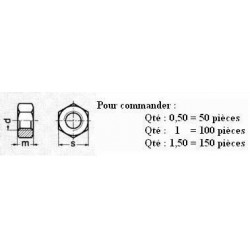 ECROU DIN934 CL6 (8) ZN M16 ( prix aux 100 pièces ) Boitage 25