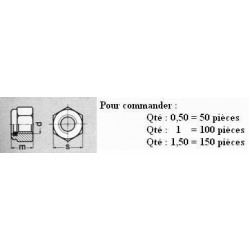 ECROU M5 NYLSTOP DIN 985 CL6 (8) ( prix aux 100 pièces ) Boitage 500