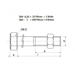 BOULON TH + RONDELLE GROWER 14x1.5X50 12.9 ( prix aux 100 pièces )