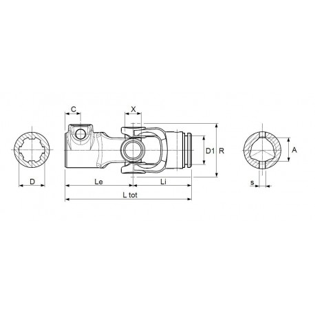 JOINT CARDAN SIMPLE EUROCARDAN 23.8x61.3 pour tube 29