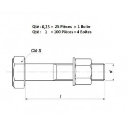 BOULON TH + ECROU NYLST. A EMB. 16x1.5X55 12.9 (prix / 100 pièces)