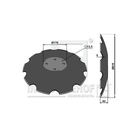 DISQUE CRENELE TYPE MASCHIO Ø610x5 , 4 TR. Ø13.5 EA 110 / NIAUX 2020