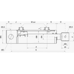 VERIN DOUBLE EFFET CHAPEL ( 702.1200/A ) Ø30X50 Course 1200