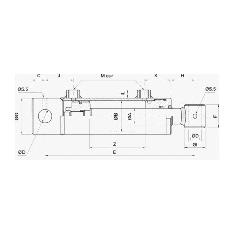 VERIN DOUBLE EFFET CHAPEL ( 702.1200/A ) Ø30X50 Course 1200