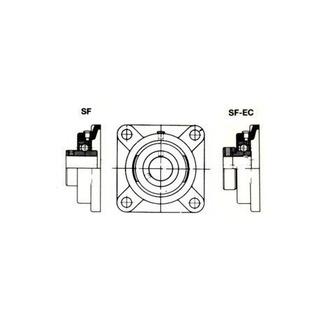 PALIER AUTOALIGNEUR APPLIQUE 4 TR. Rhp d.60 ( SERRAGE EXCENTRIQUE )