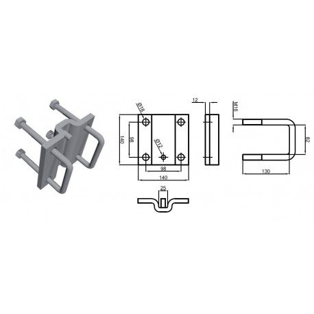 SUPPORT AVEC BRIDES ( DENT 25X25,BATI 80X80 )