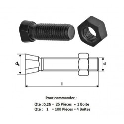 BOULON TETE CONIQUE 1/2X40 12.9 ( prix aux 100 pièces )