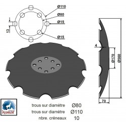 DISQUE CRENELE TYPE AGRISEM Ø560x4 , 8 TR. EA 80 + EA 110 / NIAUX