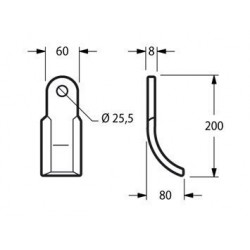 COUTEAU TYPE VIGOLO 931040001 60X8X200 Dpt 80 Tr. 25.5 / EUROZAPPA