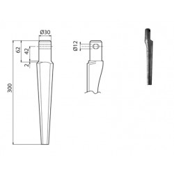 DENT DE HERSE ROTATIVE TYPE PEGORARO-FORT 00398101 / MUZZI