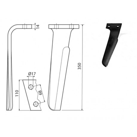 DENT DE HERSE ROTATIVE D. TYPE KUHN 52552410 / MUZZI