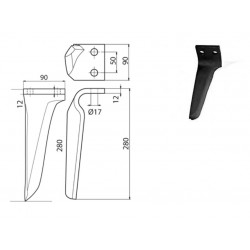 DENT DE HERSE ROTATIVE TYPE MASCHIO 27100210 90X12 / EUROZAPPA