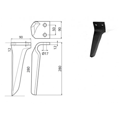 DENT DE HERSE ROTATIVE TYPE MASCHIO 27100210 90X12 / EUROZAPPA