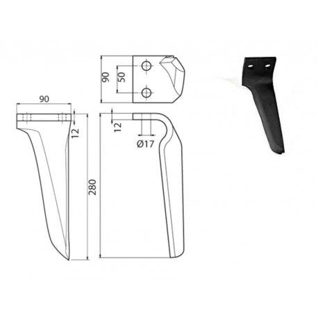 DENT DE HERSE ROTATIVE TYPE MASCHIO 27100209 90X12 / EUROZAPPA