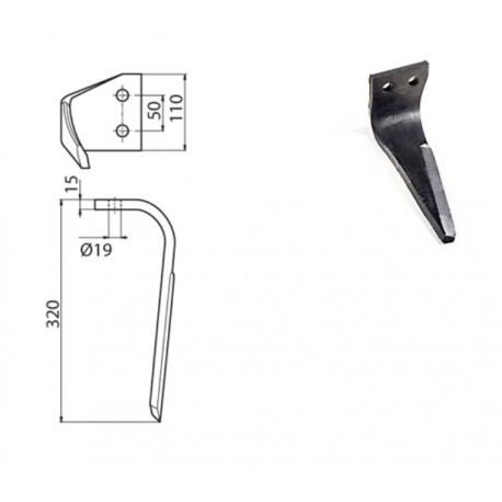 DENT DE HERSE ROTATIVE TYPE MALETTI MAE030146 / MUZZI