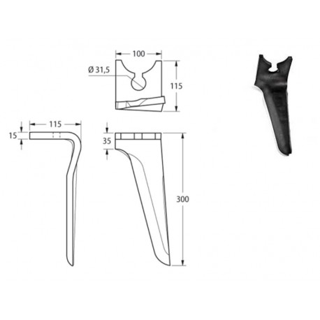 DENT DE HERSE ROTATIVE TYPE SUPERFAST BREVIGLIERI E0100129 / MUZZI