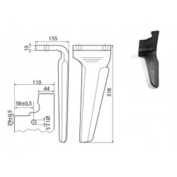 DENT DE HERSE ROTATIVE TYPE FERABOLI 7U00039 Ep.15 / MUZZI 