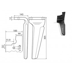 DENT DE HERSE ROTATIVE TYPE FERABOLI FIX. RAP. 7U00037 Ep.12 / MUZZI