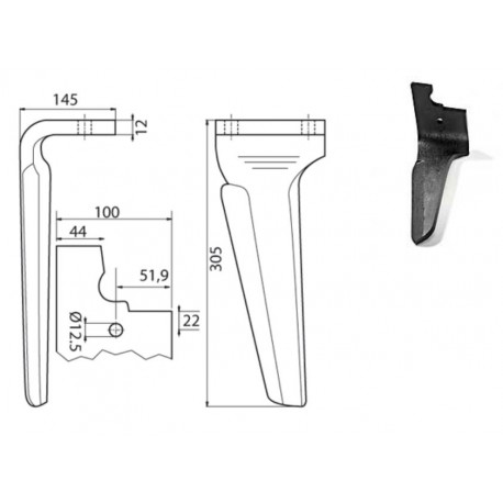 DENT DE HERSE ROTATIVE TYPE FERABOLI FIX. RAP. 7U00038 Ep.12 / MUZZI