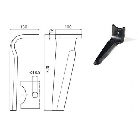 DENT DE HERSE ROTATIVE D. EP. 18 TYPE KVERNELAND-MALETTI / EUROZAPPA