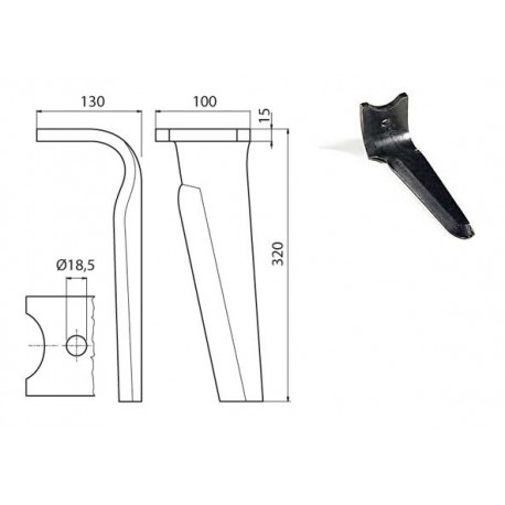 DENT DE HERSE ROTATIVE G. EP. 15 TYPE KVERNELAND-MALETTI / MUZZI