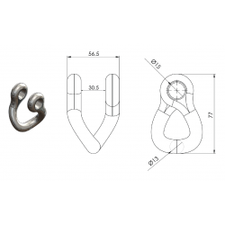 MANILLE TORSE D'EPAREUSE Forge Gorce FG000737 14MT , écart 56 mm