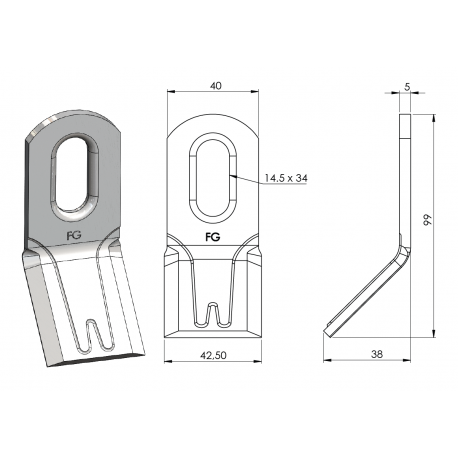 COUTEAU Y 40x5 FORGES GORCE FG000102 / FG 105.40.5