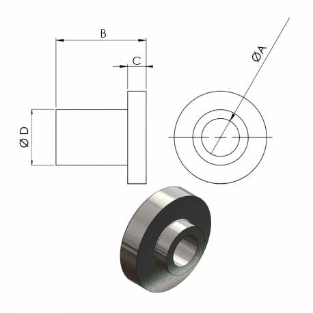 ENTRETOISE EPAULEE 16.5 x 24/30 x 39 - sera rempl. par FG000450L